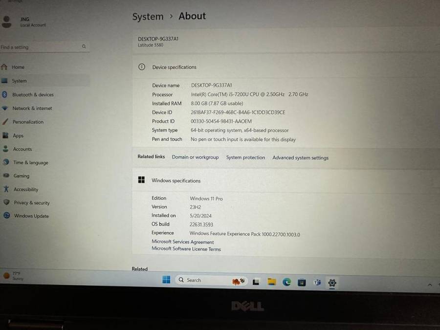 Dell Latitude 5580 i5 7th gen.