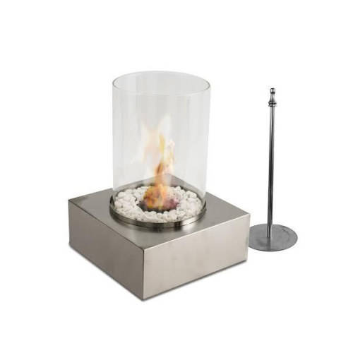 Ethanol Burner - Round with Stones -Slvr