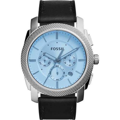 Fossil Men's Machine Black Leather Chronograph Watch FS5160