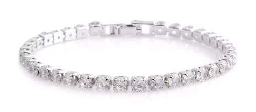 *STUNNING* Simulated Diamond Silver-tone Stud Earrings and Tennis Bracelet (7.00 In) TGW 14