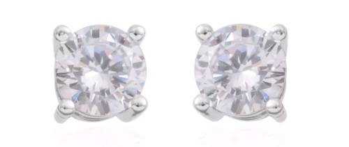 *STUNNING* Simulated Diamond Silver-tone Stud Earrings and Tennis Bracelet (7.00 In) TGW 14