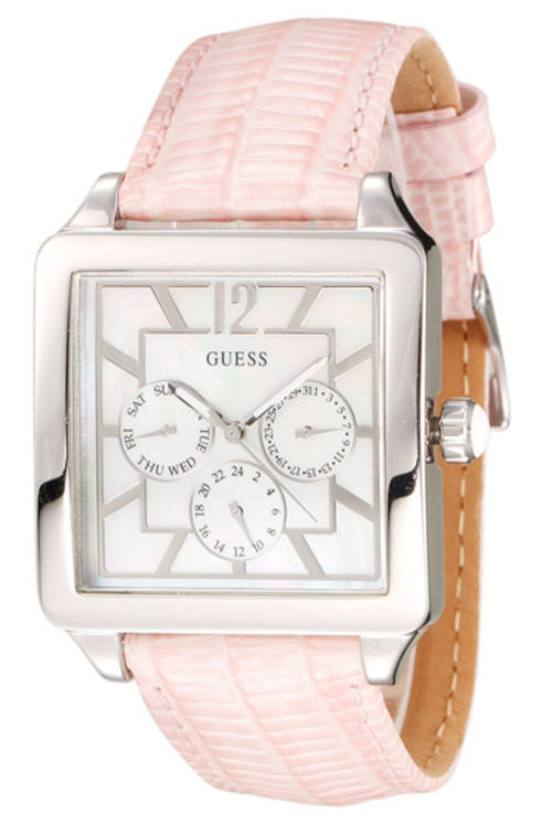 GUESS Women Silver-tone Pink Leather Watch **BRAND NEW** #Expensive