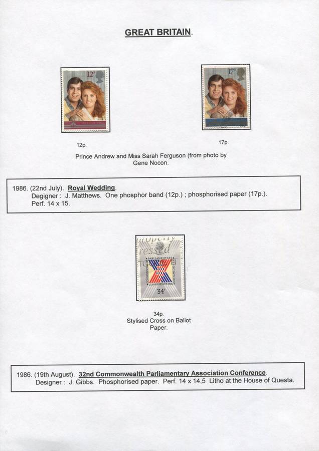 Great Britain - 3 Stamps Mounted on Presentation page
