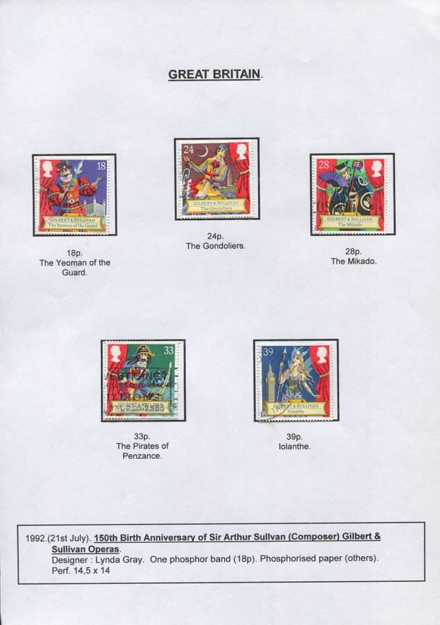 Great Britain - 5 Stamps Mounted on Presentation page