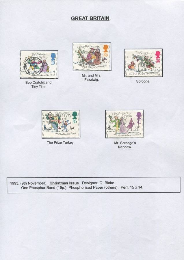 Great Britain - 5 Stamps Mounted on Presentation page