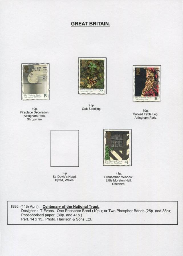 Great Britain - 4 Stamps Mounted on Presentation page