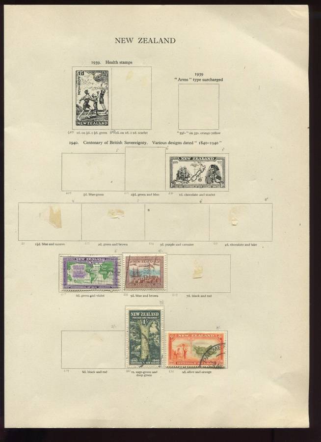 New Zealand- 4 Stamps Mounted On Old Album Page