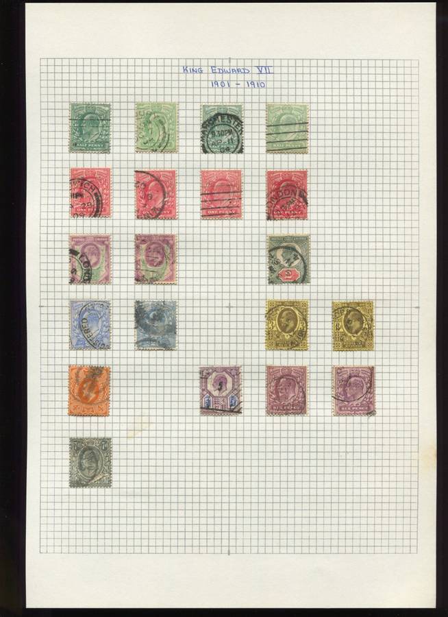 Great Britain -20 Stamps Mounted on Old Album Page