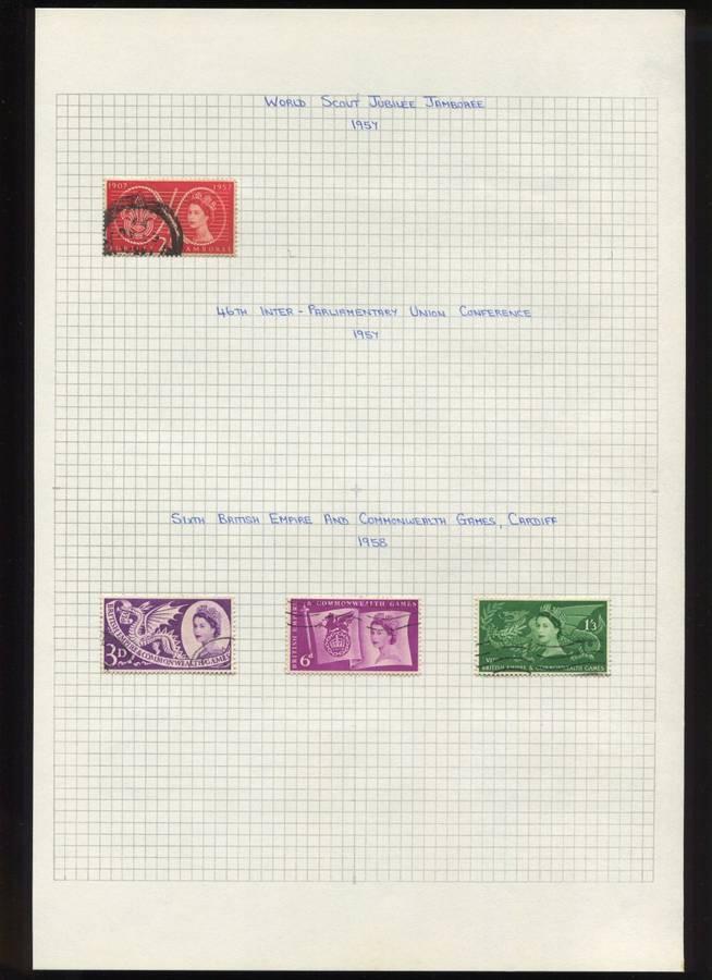 Great Britain - 4 Stamps Mounted on Old Album Page