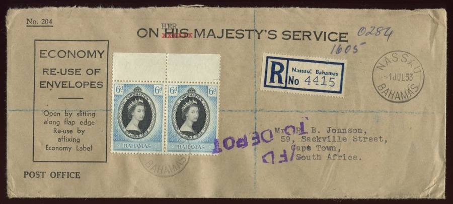 Bahamas  - Cover - 1953 QEII Coronation