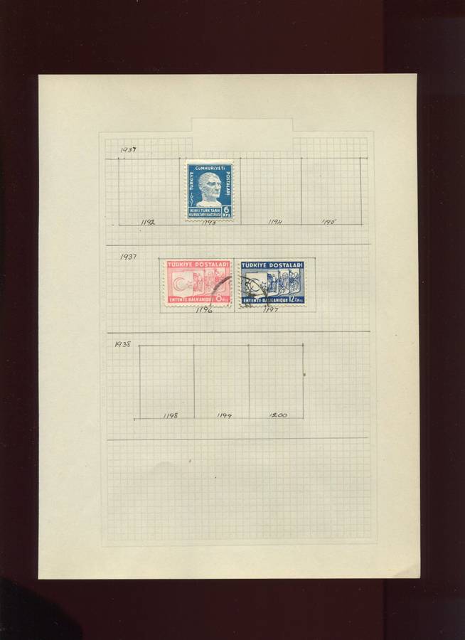 Turkey  - 3 Stamps Mounted On Old Album Page
