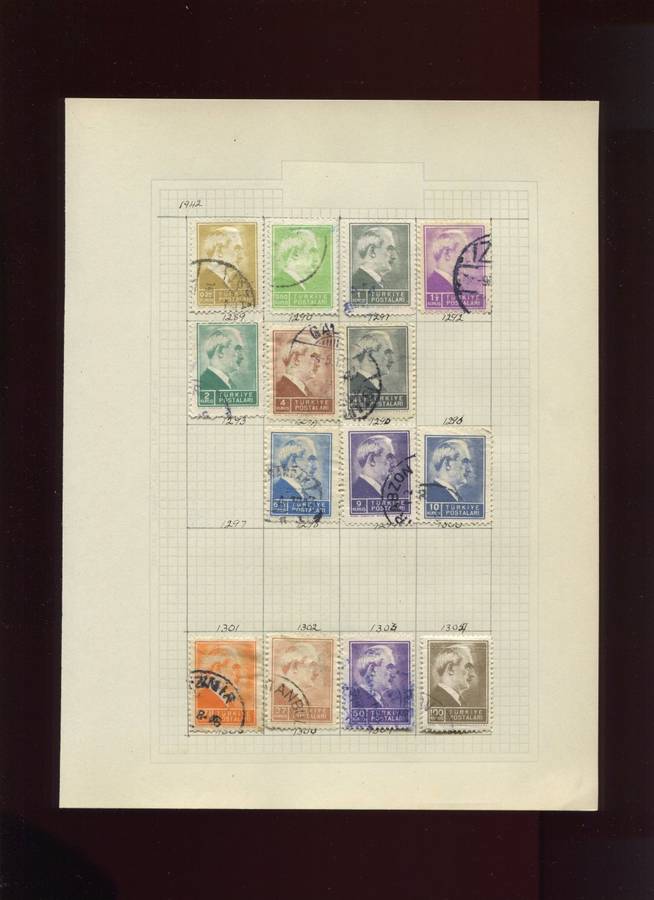 Turkey  - 14 Stamps Mounted On Old Album Page