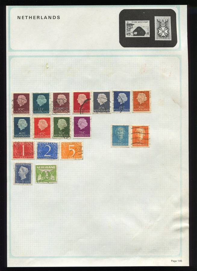 Netherlands  - 18 Stamps Mounted on Old Album Page