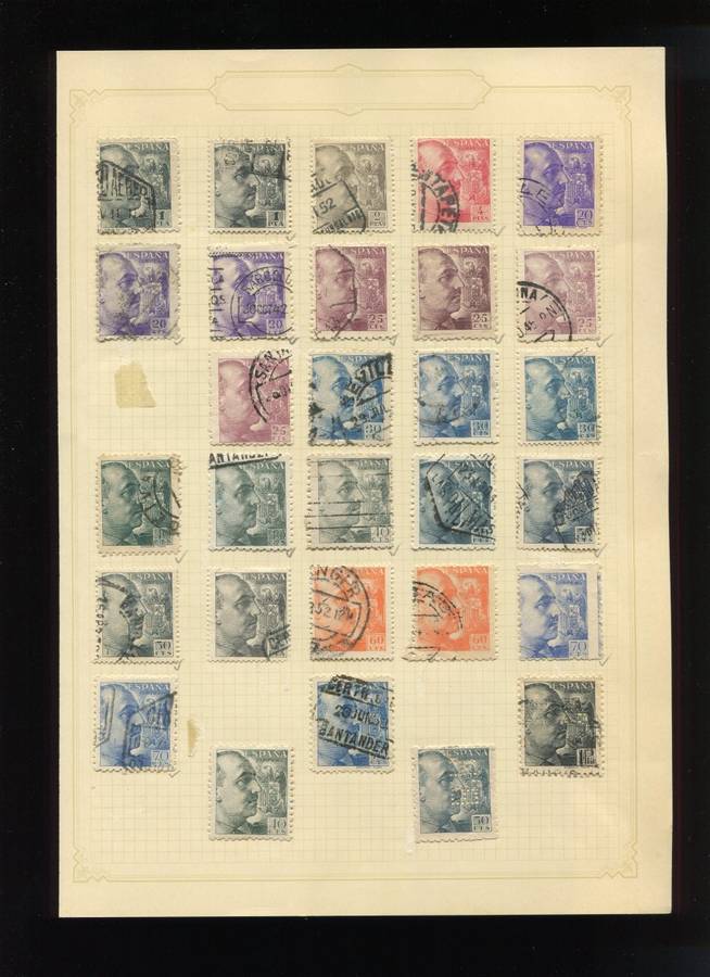 Spain - 29 Stamps Mounted on Old Album Page