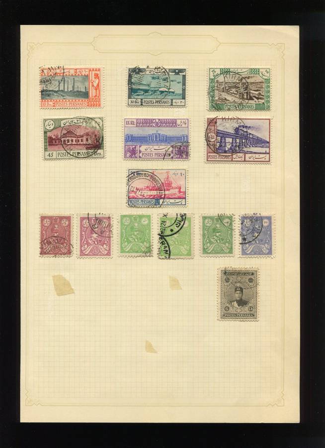 Iran - 14 Stamps Mounted on Old Album Page