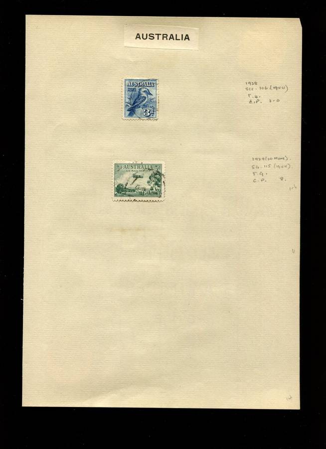 Australia - 2 Stamps on Old Album Page