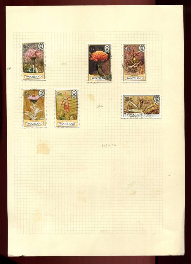 Swaziland - 6 Stamps Mounted on Old Album Page
