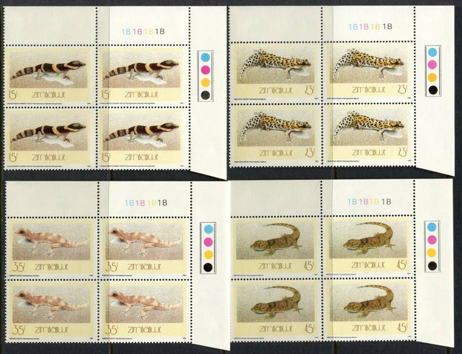 Zimbabwe - Set of 4 Control Blocks of 4 - 1989 - MNH