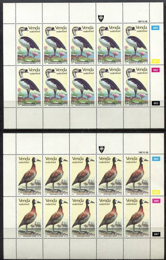 Venda - Birds - Set of 4 Complete Sheets of 10 - 1987 - MNH