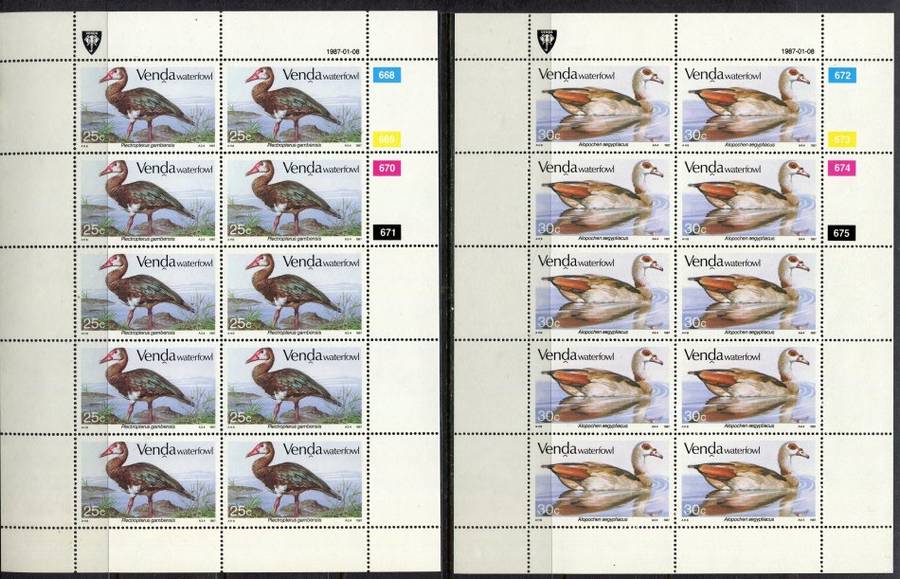 Venda - Birds - Set of 4 Complete Sheets of 10 - 1987 - MNH