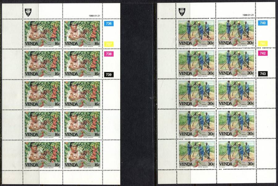 Venda - Set of 4 Complete Sheets of 10 - 1988