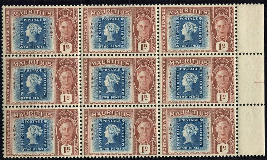 Mauritius - 1 Right Margin Block of 9 - 1948 - MNH