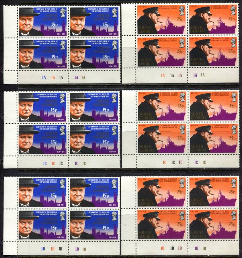 Falkland Islands/ South Georgia - Set of 6 Control Blocks of 4 - 1974 - MNH