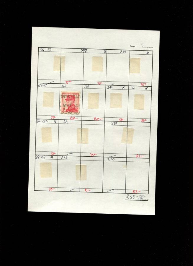 Monaco - 1 Stamp Mounted (Hinged) on Approval Page