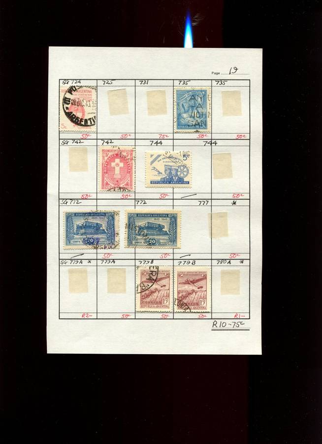 Argentina - 8 Stamps Mounted (Hinged) on Approval Page