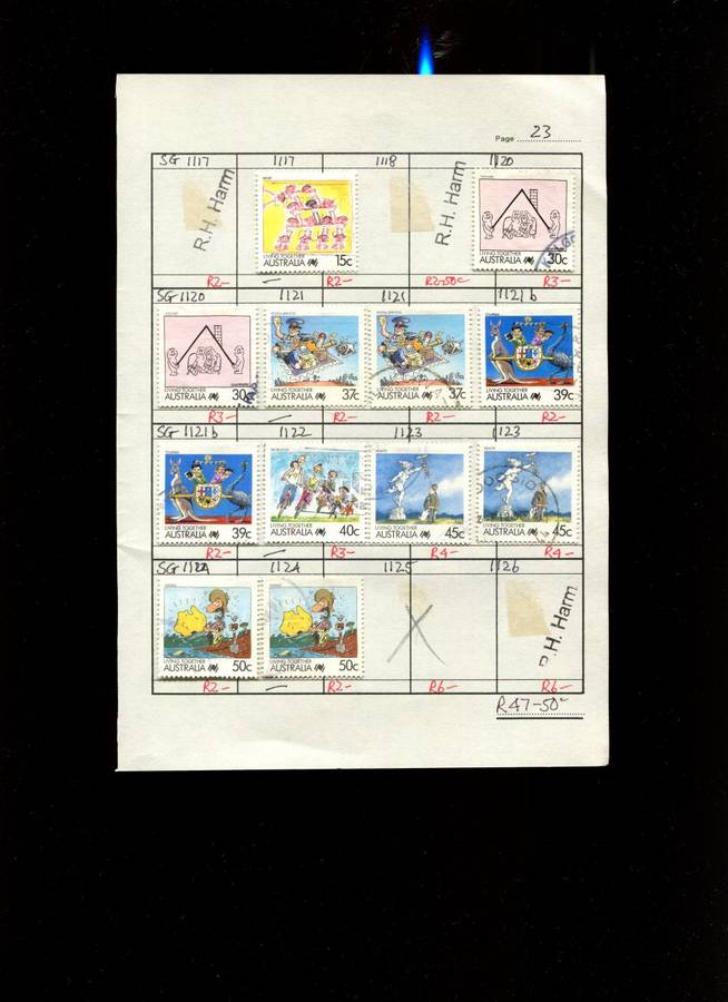 Australia - 12 Stamps Mounted (Hinged) on Approval Page