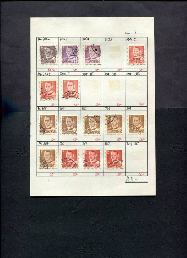 Denmark - 15 Stamps Mounted (Hinged) on Approval Page