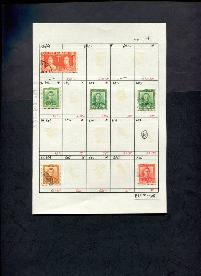 New Zealand - 6 Stamps Mounted (Hinged) on Approval Page