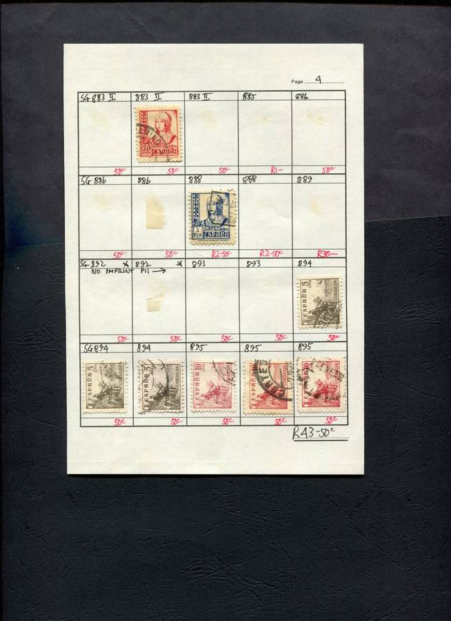 Spain - 8 Stamps Mounted (Hinged) on Approval Page