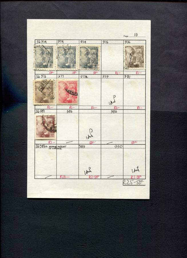 Spain - 7 Stamps Mounted (Hinged) on Approval Page