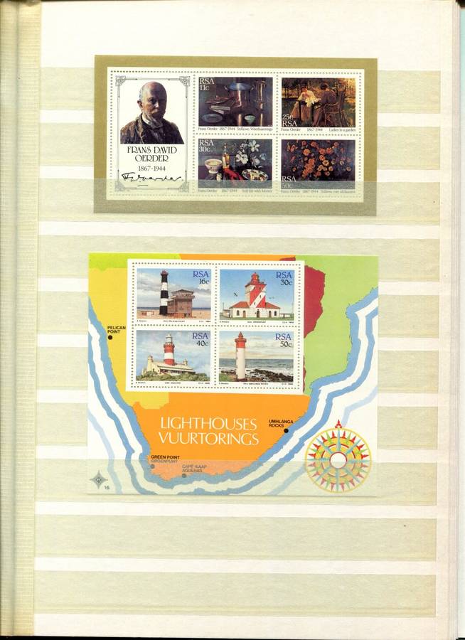 RSA - 16 Page Stock Book(Included) with 59 Miniature Sheets From No. 1 (1975) To Whales of 1998- MNH