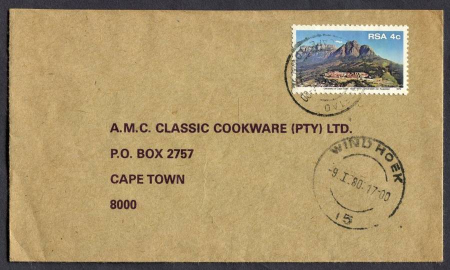 RSA - Cover With Additional Windhoek Cancellation on the Front.