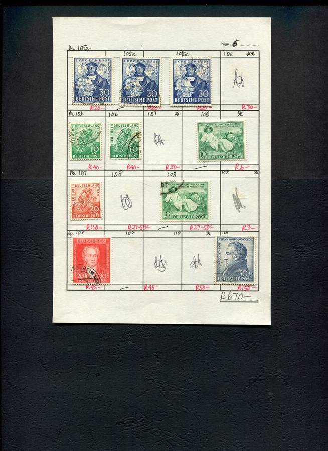 Germany - 10 Stamps Mounted (Hinged) on Approval Page