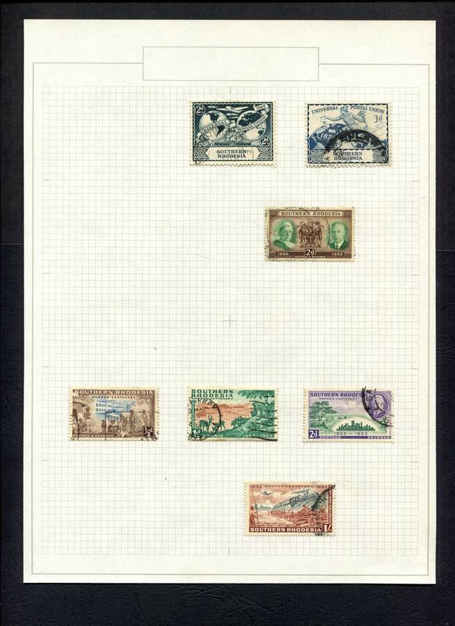 Southern Rhodesia - 7 Stamps Mounted On Old Album Page