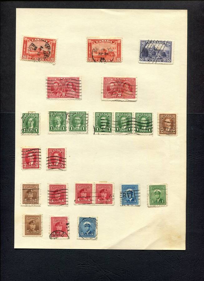 Canada - 23 Stamps Mounted on Old Album Page