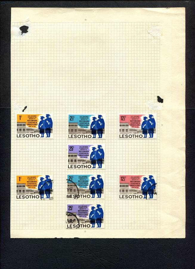Lesotho - 8 Stamps Mounted on Old Album Page