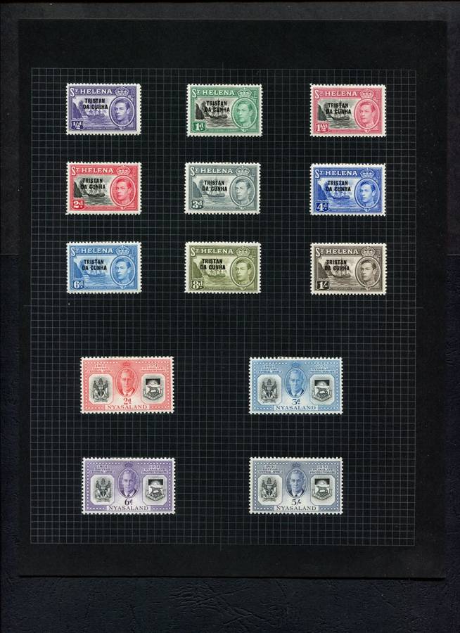 Tristan Da Cunha/Nyasaland - 13 Stamps Mounted (Hinged) on Old Album Page
