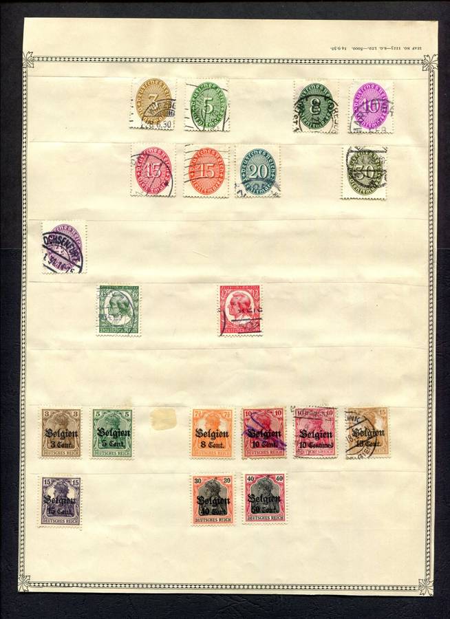 Germany - 51 Stamps Mounted (Hinged) On Both Sides Of An Old Album Page