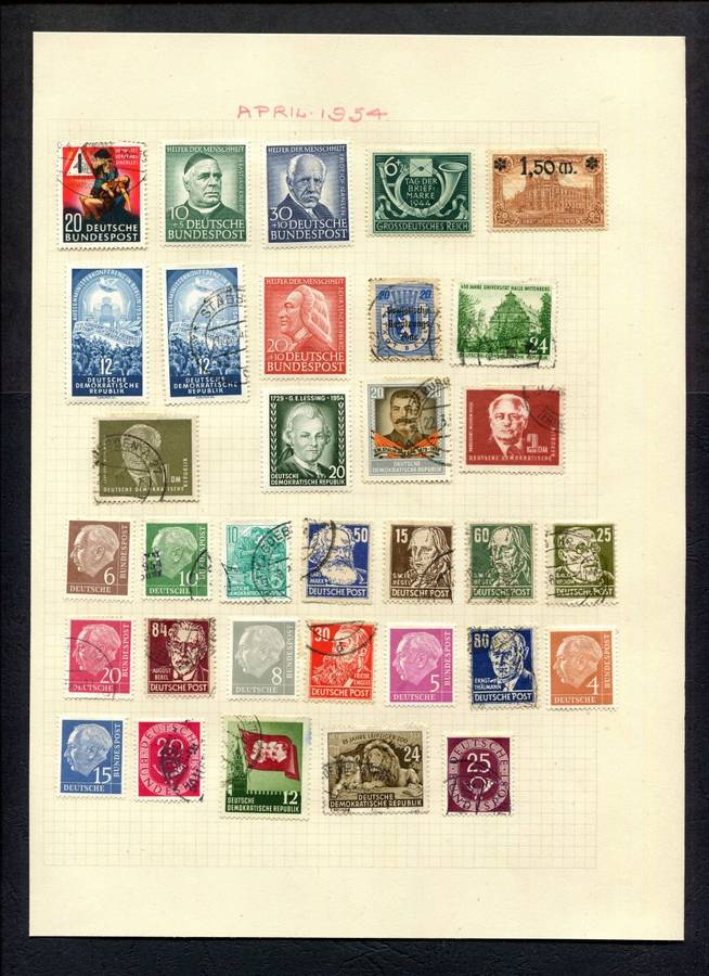 Germany - 33 Stamps Mounted (Hinged) On An Old Album Page