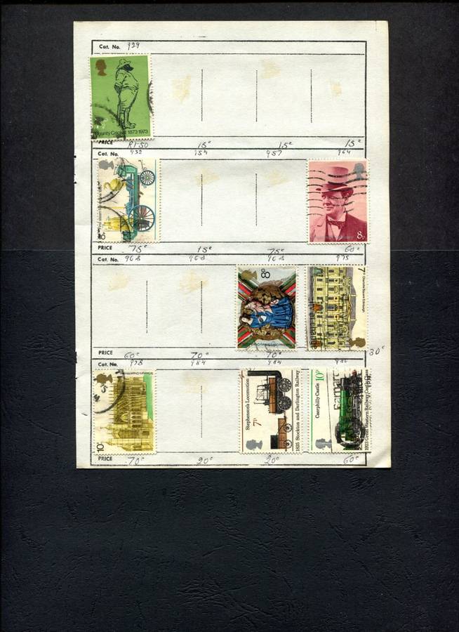 Great Britain - 8 Stamps Mounted (Hinged) On Old Approval Page