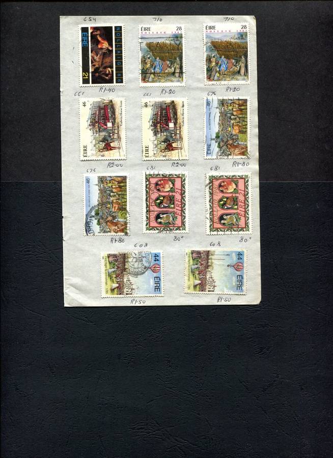 Ireland - 11 Stamps Mounted (Hinged) On Old Approval Page