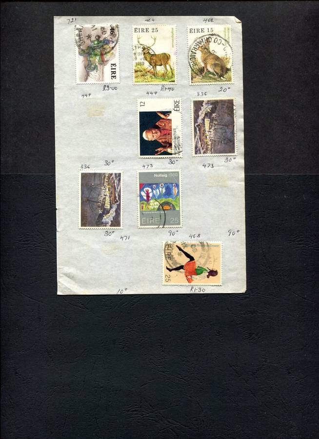Ireland - 8 Stamps Mounted (Hinged) On Old Approval Page