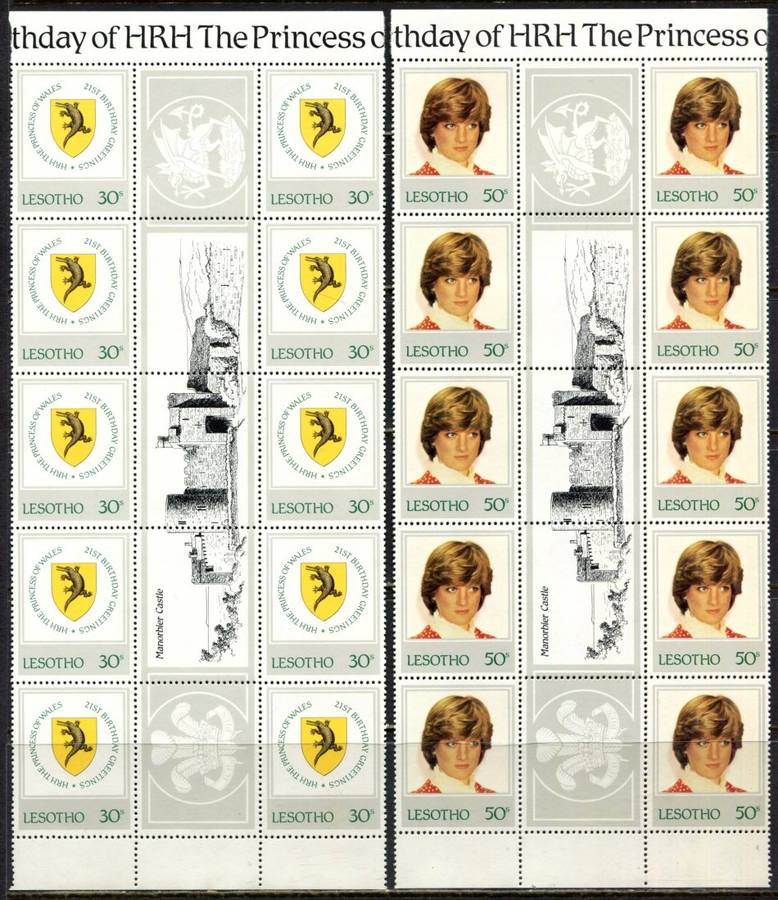 Lesotho - Set of 4 Gutter Blocks of 10 - 1982 - MNH