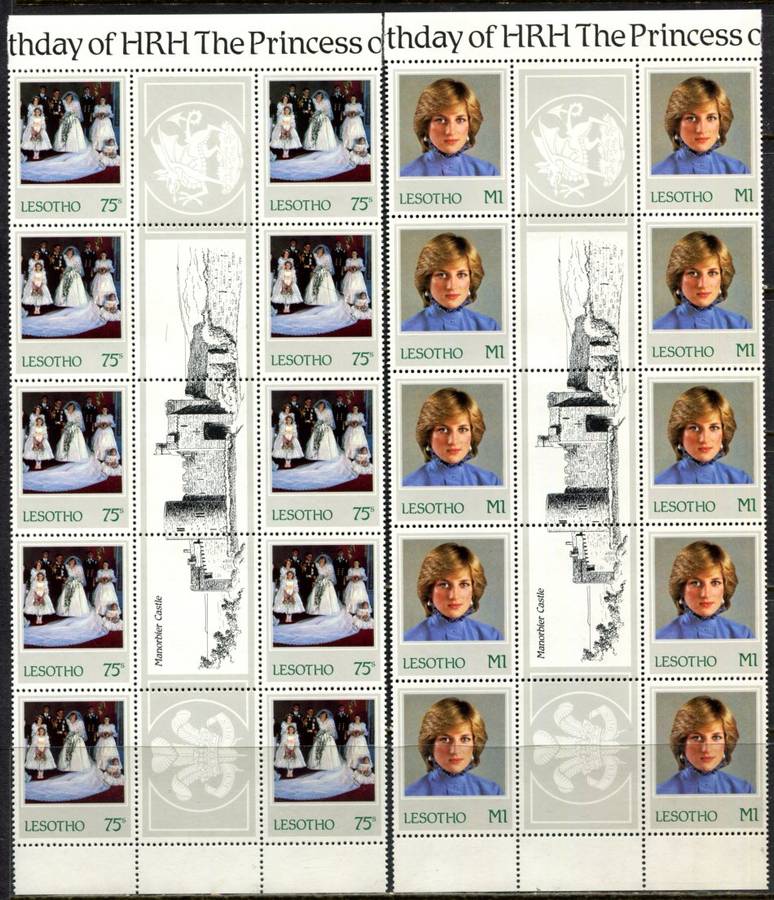 Lesotho - Set of 4 Gutter Blocks of 10 - 1982 - MNH