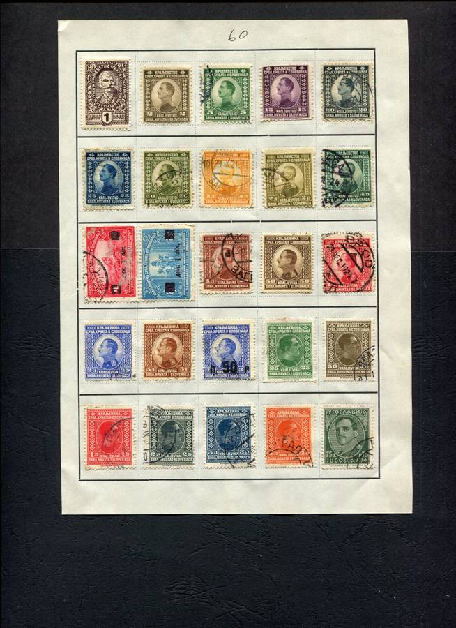 Yugoslavia - 25 Stamps Mounted (Hinged) On Old Approval Page