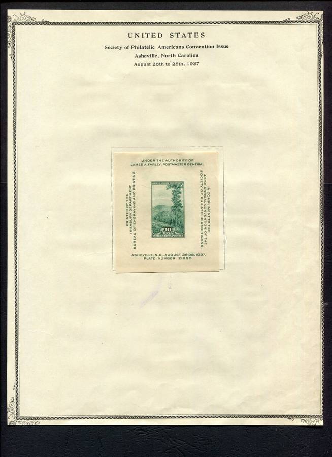 USA - 1 Miniature Sheet Mounted (Hinged) On Old Album Page